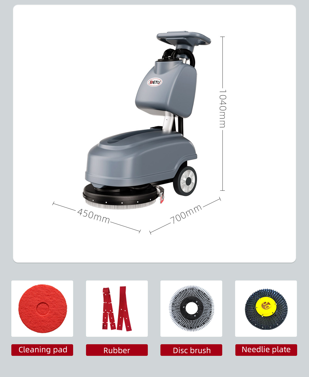 BETU BT-D2 Walk Behind Floor Scrubber