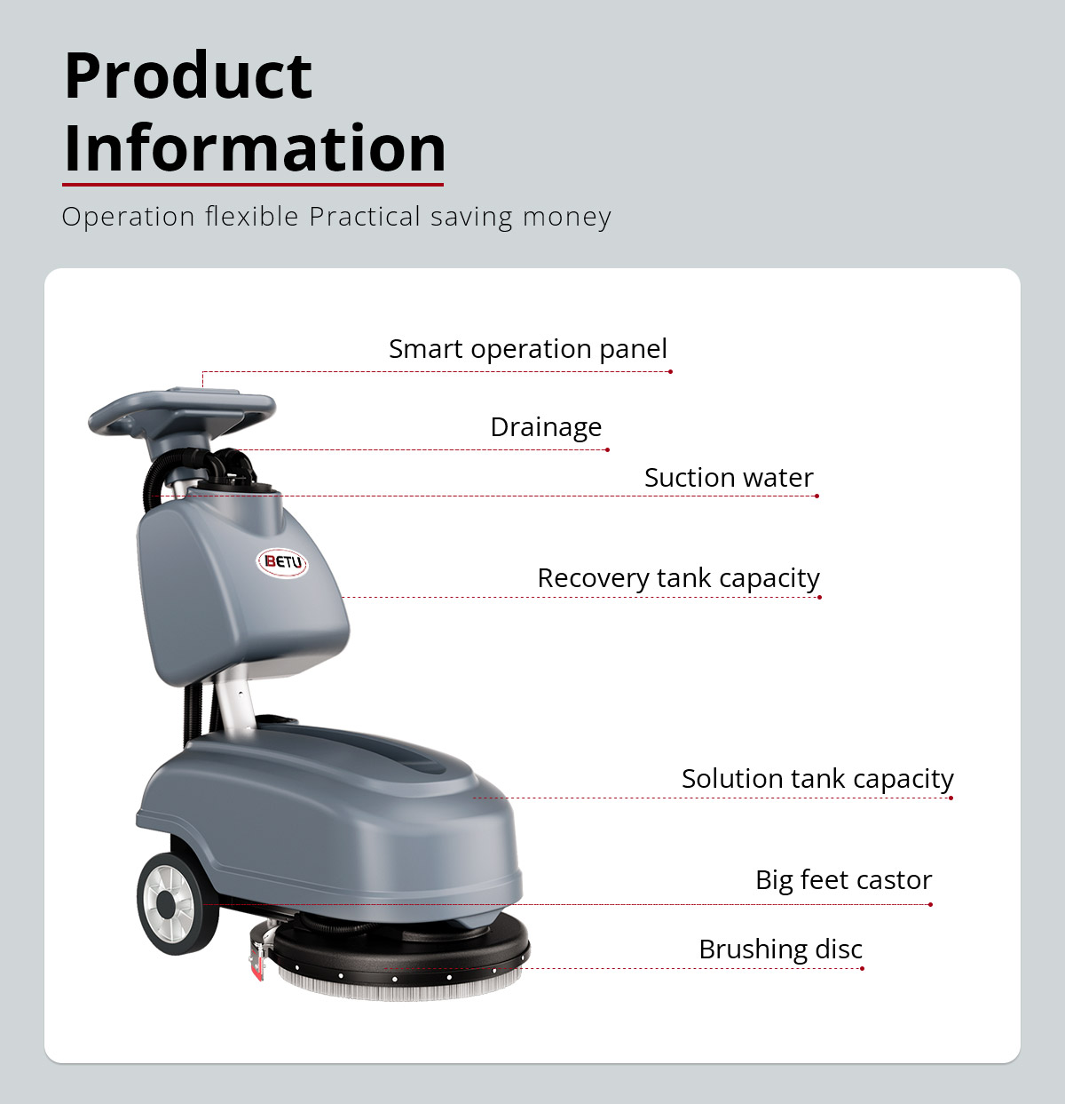 BETU BT-D2 Walk Behind Floor Scrubber