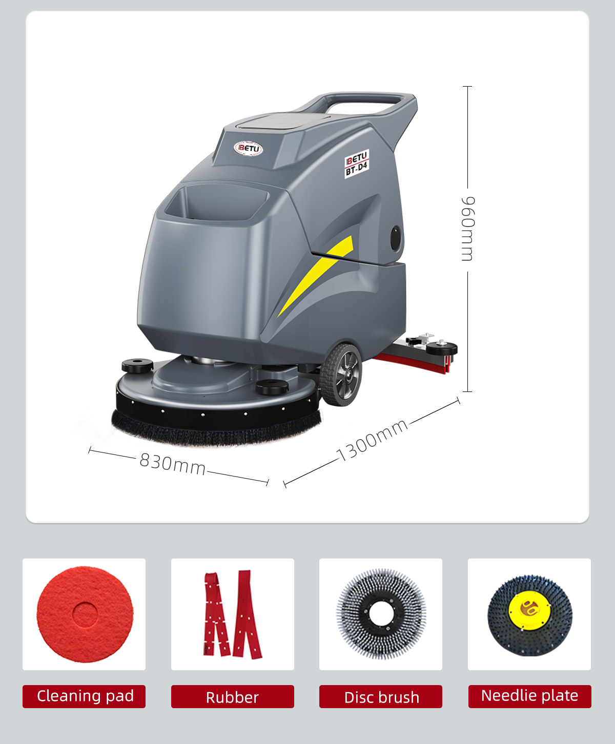 BETU BT-D4 Walk Behind Floor Scrubber