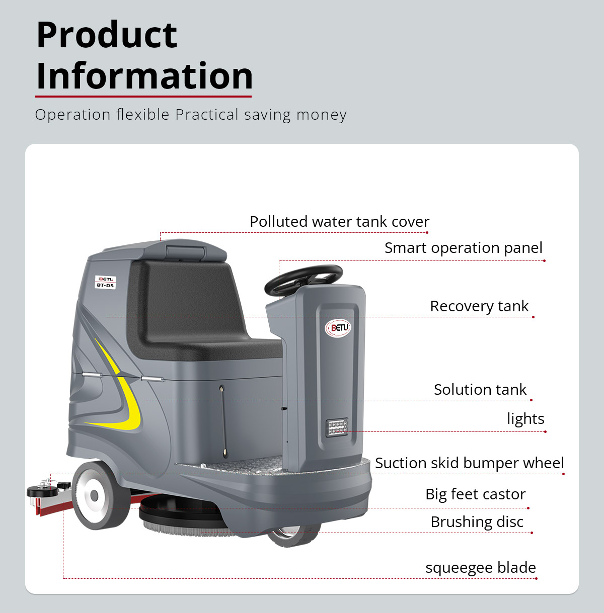 BETU BT-D5 Ride On Floor Scrubber 