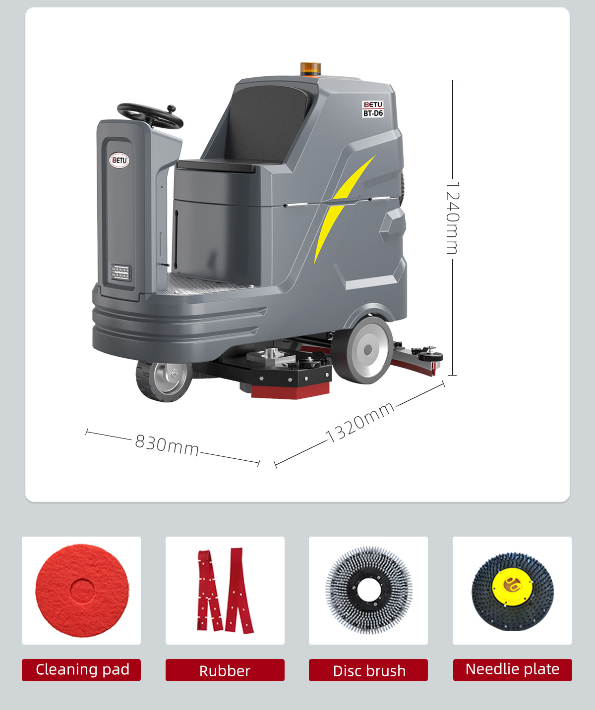 BT-D6 In Stock Heavy Duty Ride-On Floor Scrubber