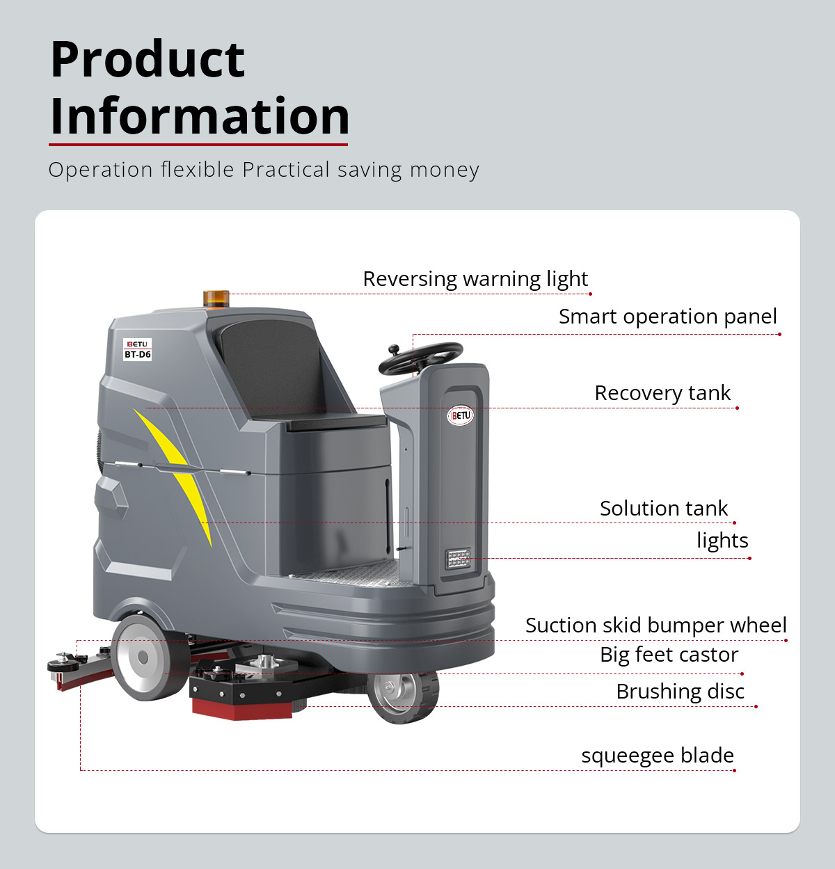 BT-D6 In Stock Heavy Duty Ride-On Floor Scrubber