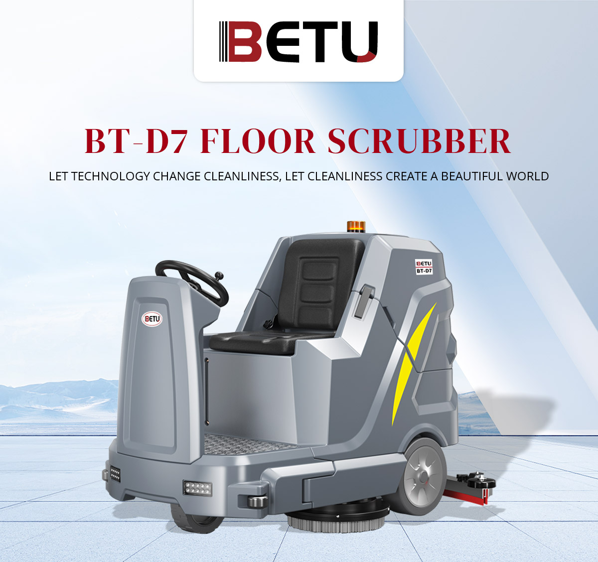 BETU BT-D7 Good Quality Commercial Electric Ride On Floor Scrubber