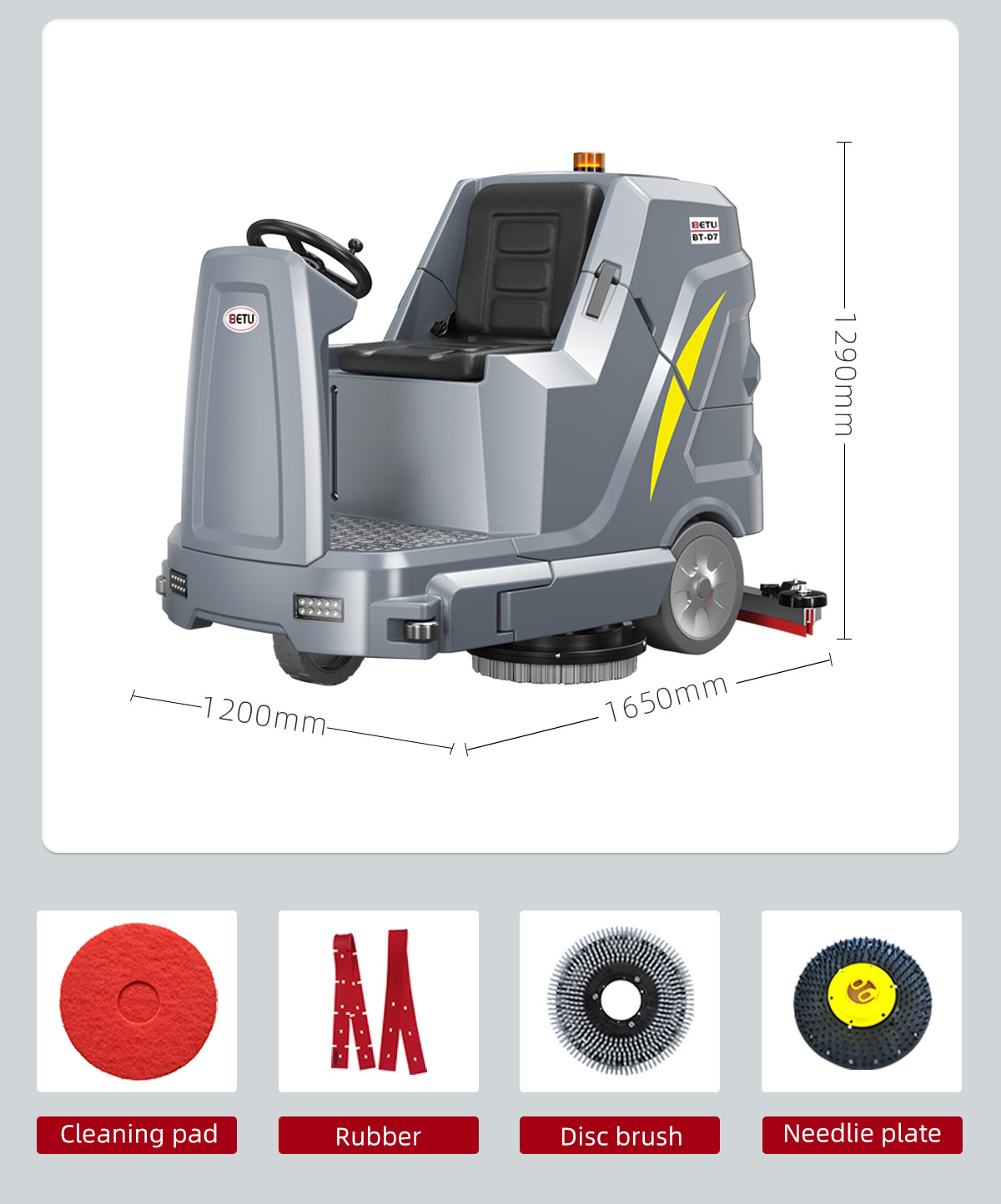 BETU BT-D7 Good Quality Commercial Electric Ride On Floor Scrubber