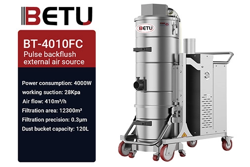 BETU BT-4010FC Three-phase Electric Pulse External Gas Source Industrial Vacuum Cleaner